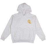 Cherry Location Grey Hoodie front view on plain background