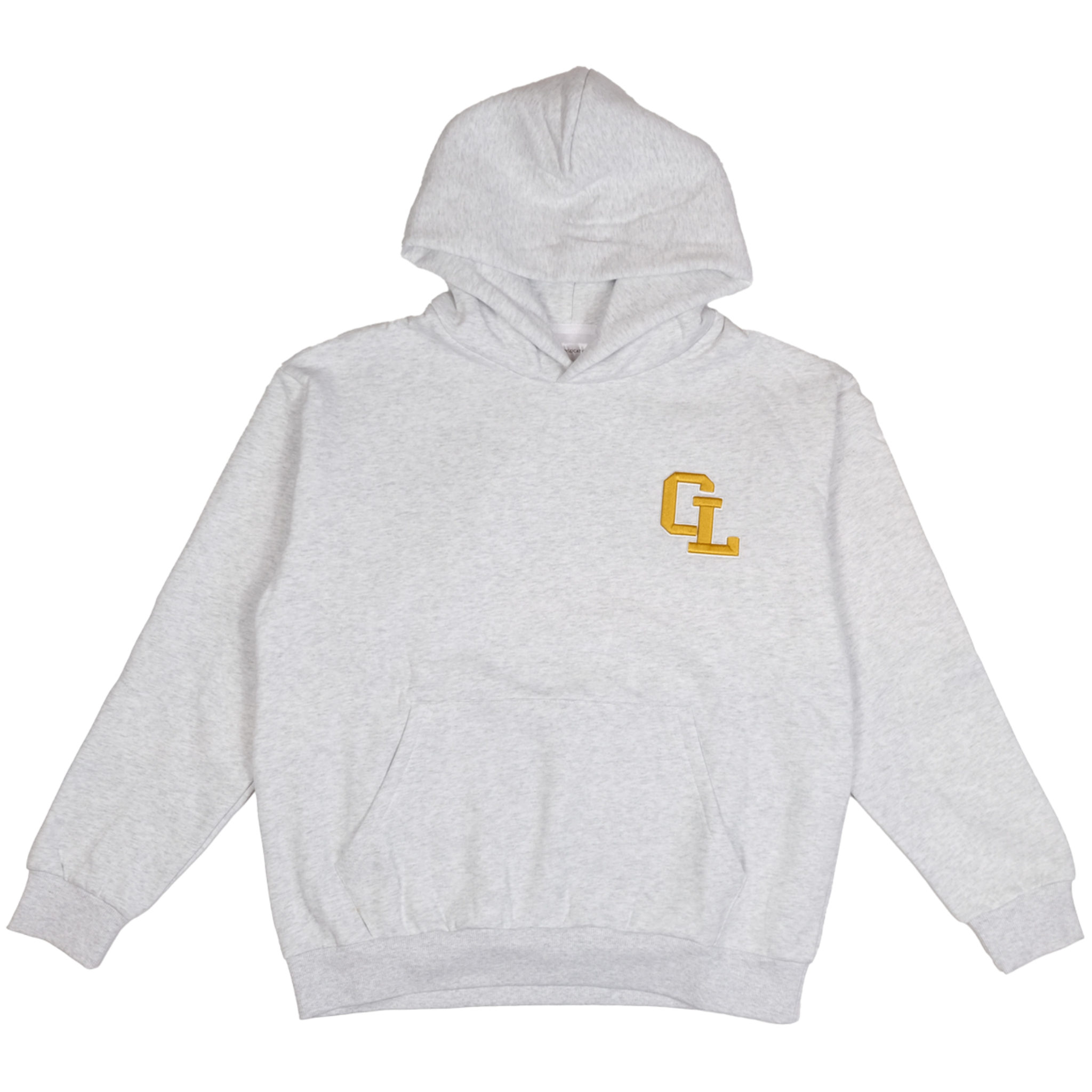 Cherry Location Grey Hoodie front view on plain background