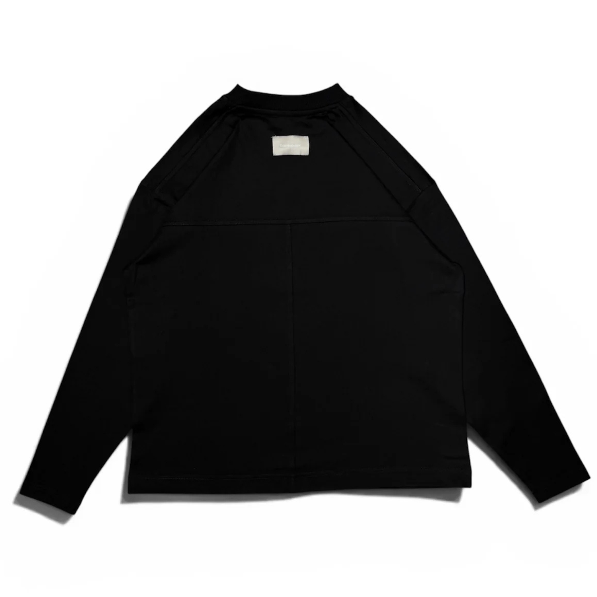 Black Baire Atelier blank long sleeve tee with high neckline and custom back paneling