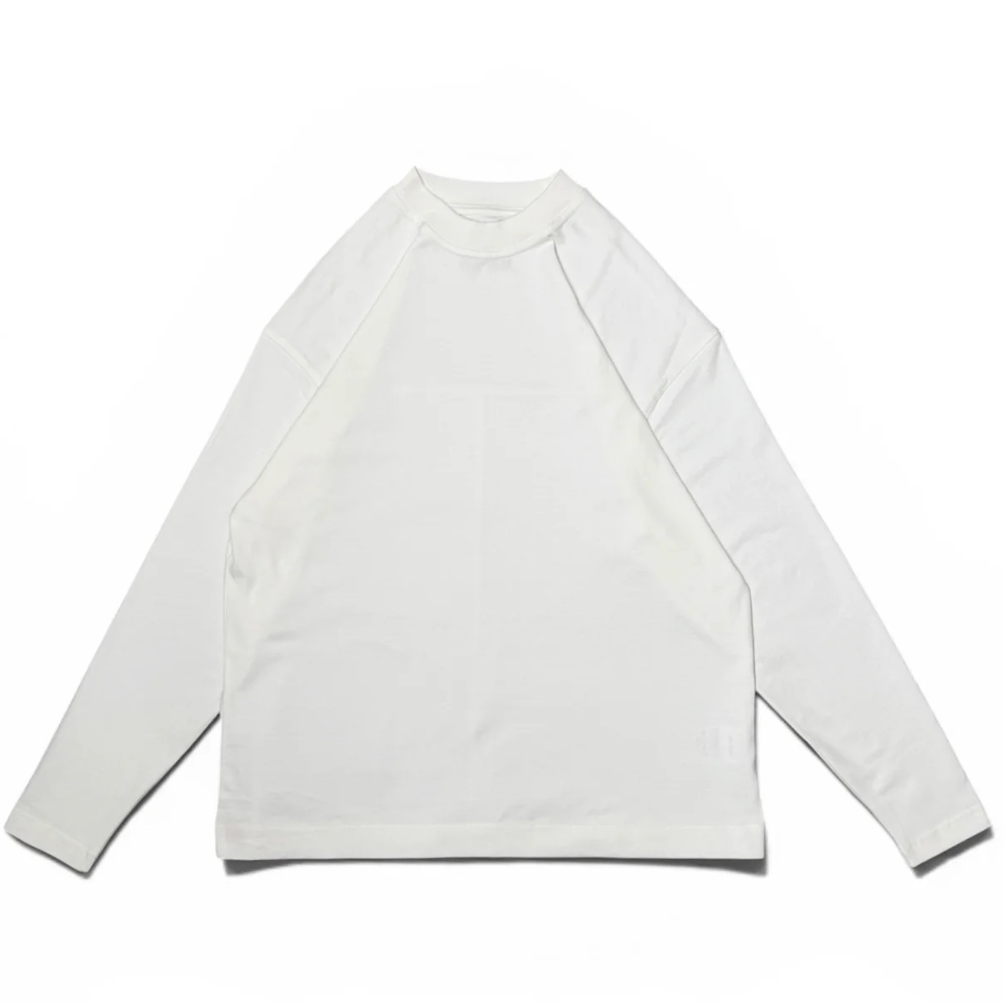 Baire Atelier white blank long sleeve tee with high neckline and custom back paneling