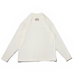 Baire Atelier white blank long sleeve tee with custom back paneling and branded label