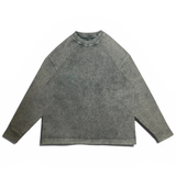 Charcoal Baire Atelier blank long sleeve tee with high neckline and dropped shoulder design