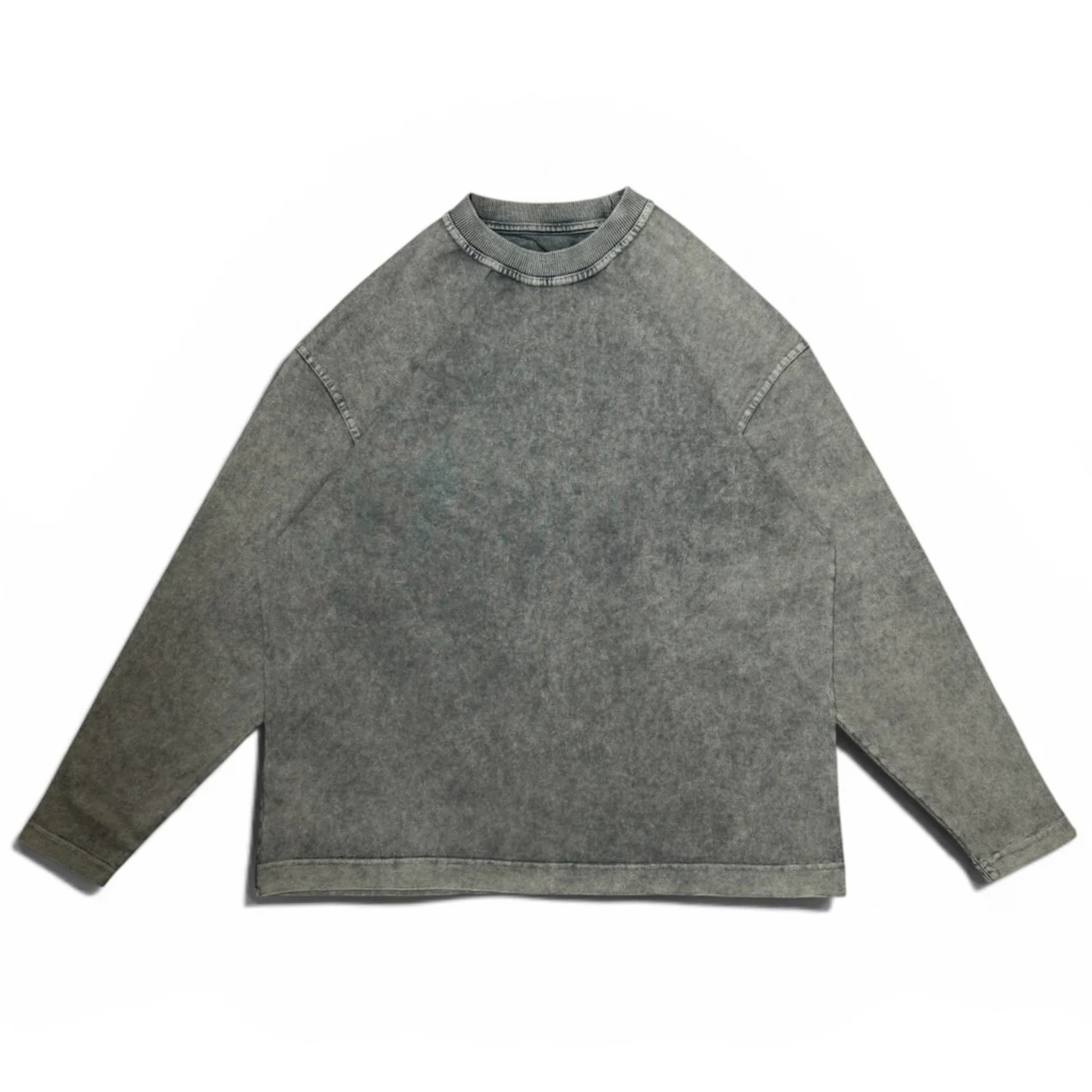 Charcoal Baire Atelier blank long sleeve tee with high neckline and dropped shoulder design