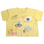 Suavo World Nevada Nights T-Shirt in vintage yellow with distressed edges and Silent Nights sketch graphics