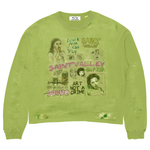 Green Suavo World Mom long sleeve shirt with faded lime wash and vintage distressed detailing