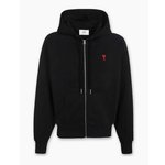 AMI PARIS black De Coeur zip-up hoodie front view
