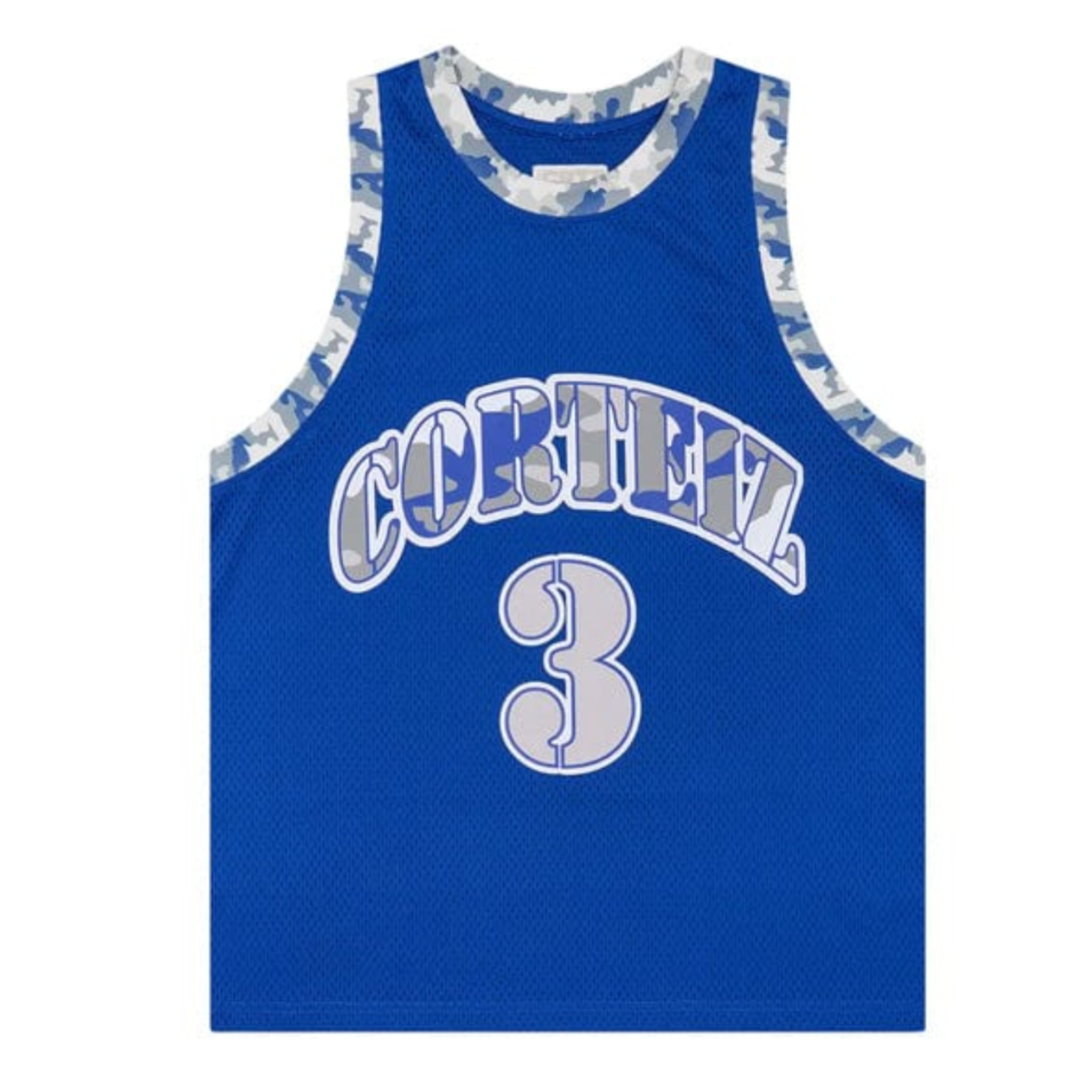 Corteiz Tencil camo basketball jersey front view