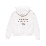 Acne Studios fleece logo hooded sweater in dusty white from Stockholm 1996 collection