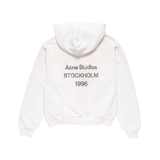 Acne Studios fleece logo hooded sweater in dusty white from Stockholm 1996 collection