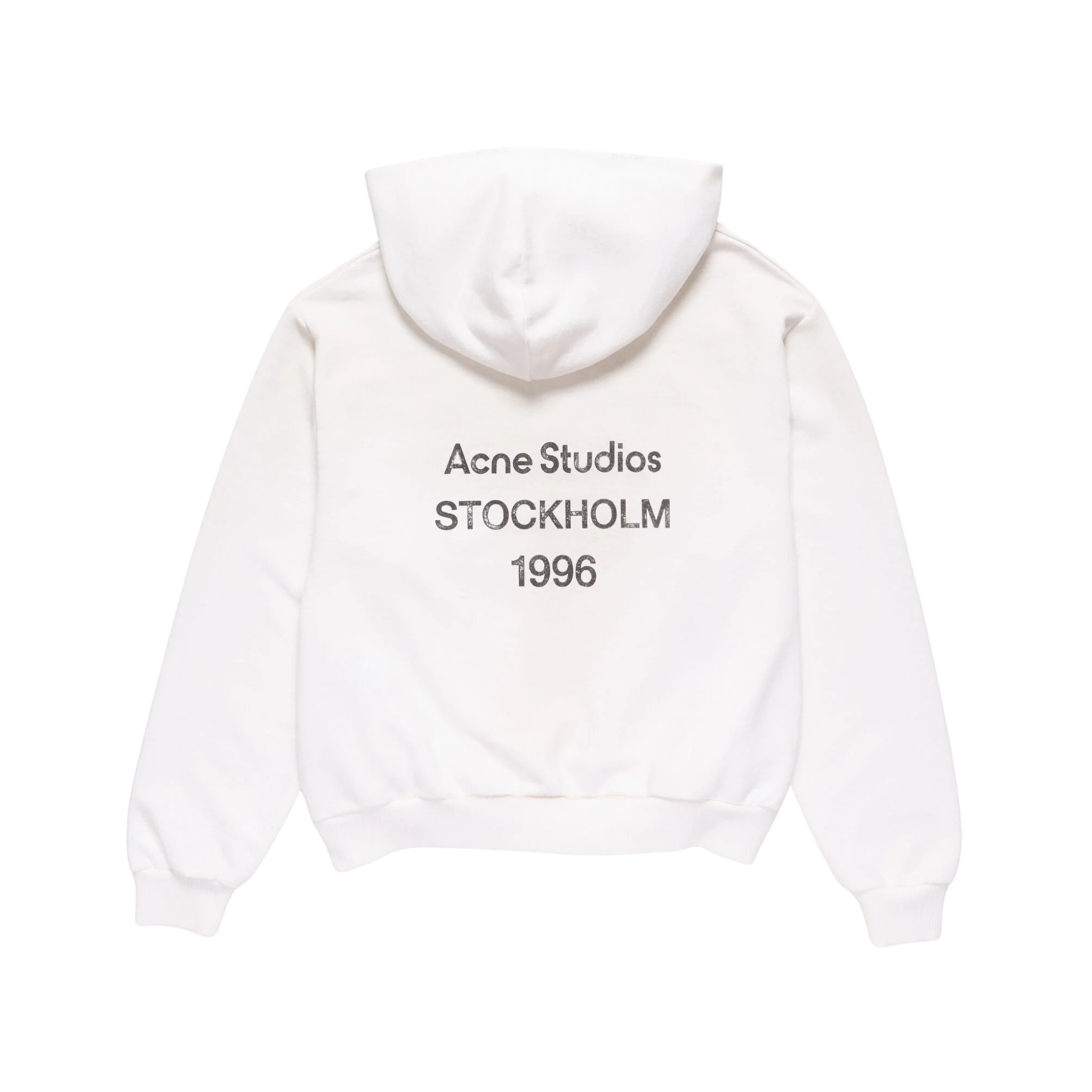 Acne Studios fleece logo hooded sweater in dusty white from Stockholm 1996 collection