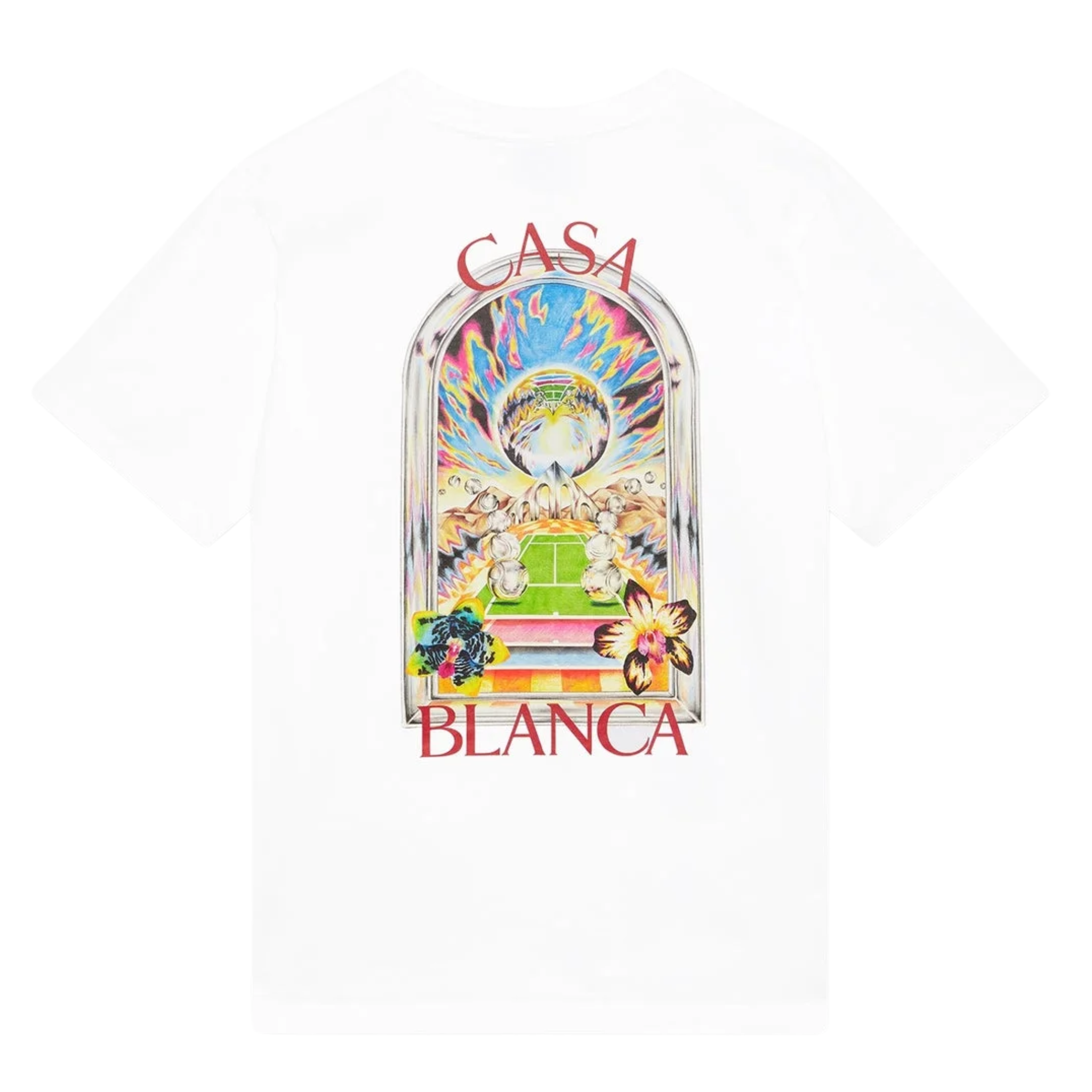 Casablanca Tennis landscape design on white classic t-shirt