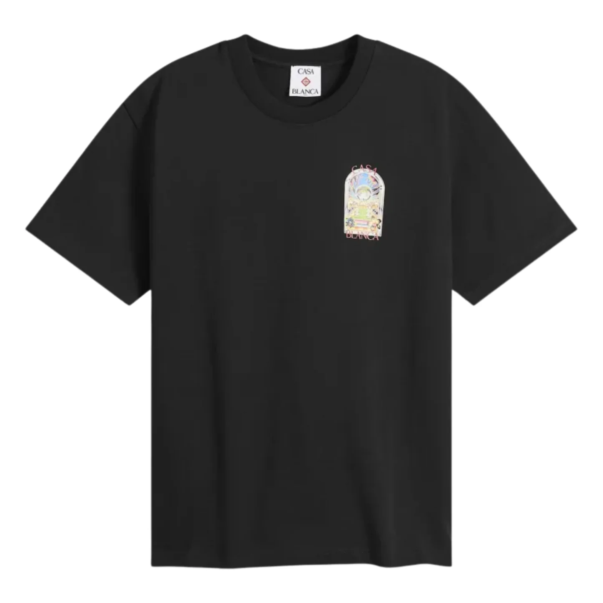 Casablanca Tennis landscape design on classic black t-shirt