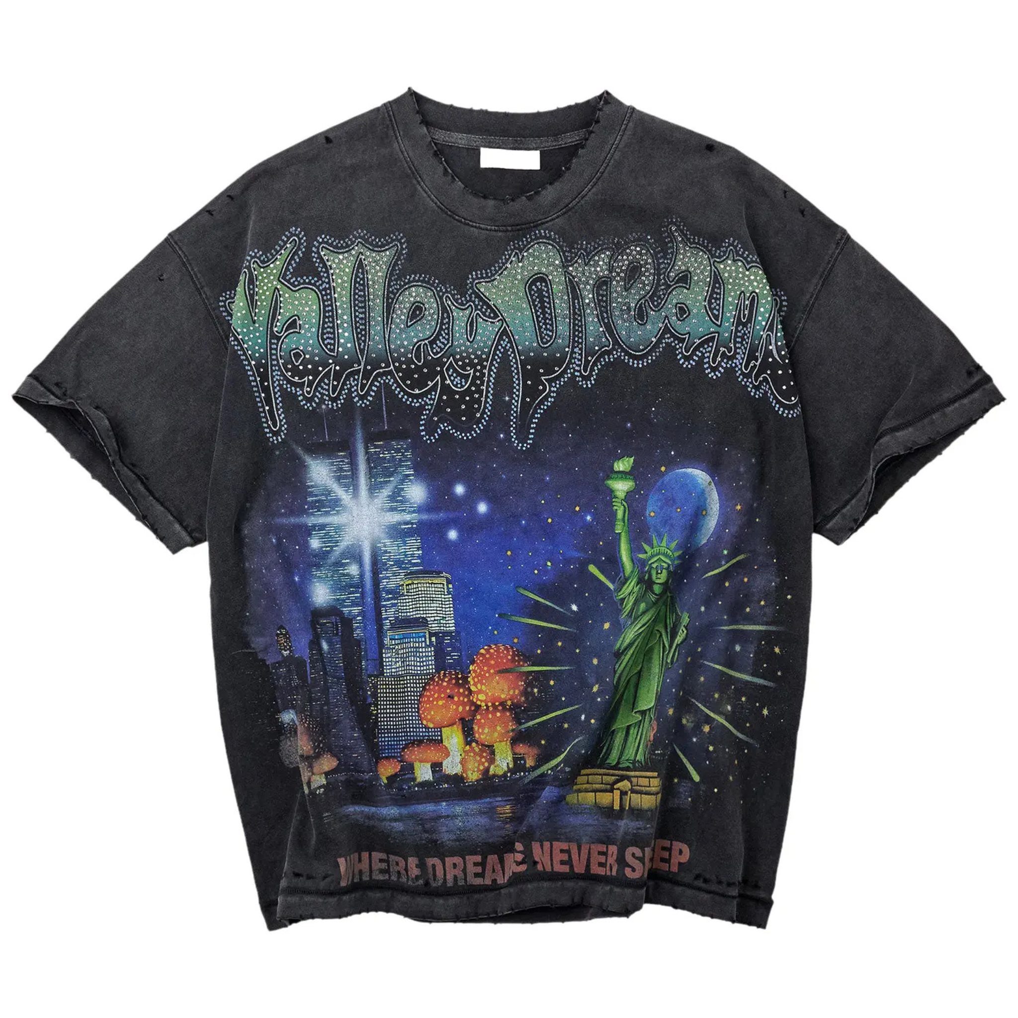 Vale Forever skyline design on black bling t-shirt