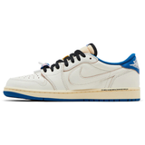 Fragment Design x Travis Scott x Air Jordan 1 Retro Low OG SP Sail Military Blue sneakers side view