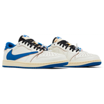 Fragment Design x Travis Scott x Air Jordan 1 Retro Low OG SP Sail Military Blue sneakers side view