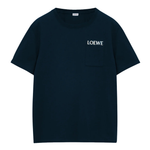Loewe Pocket T-Shirt navy blue front view with pocket detail
