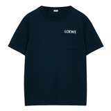 Loewe Pocket T-Shirt navy blue front view with pocket detail