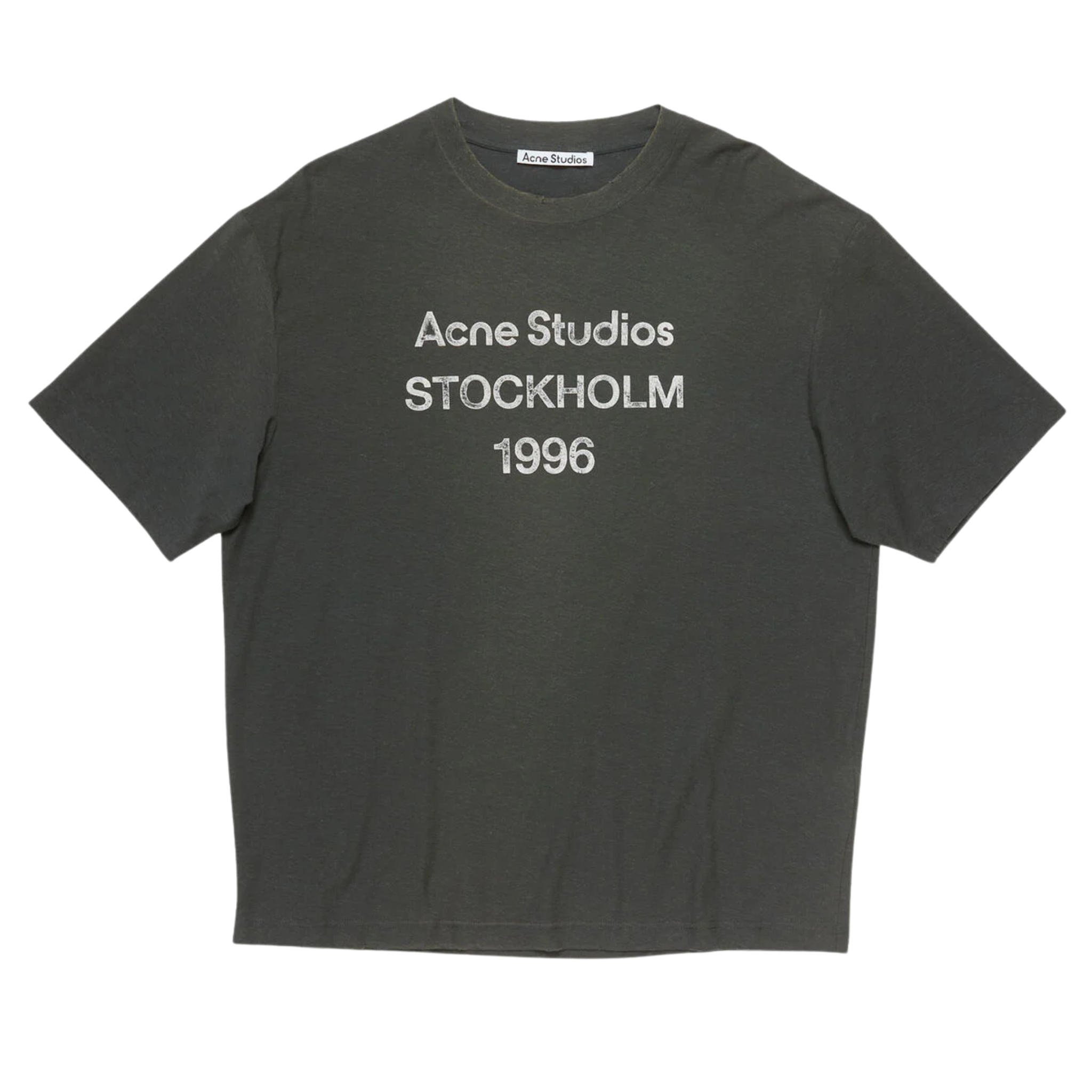 Acne Studios Stockholm logo black faded t-shirt front view