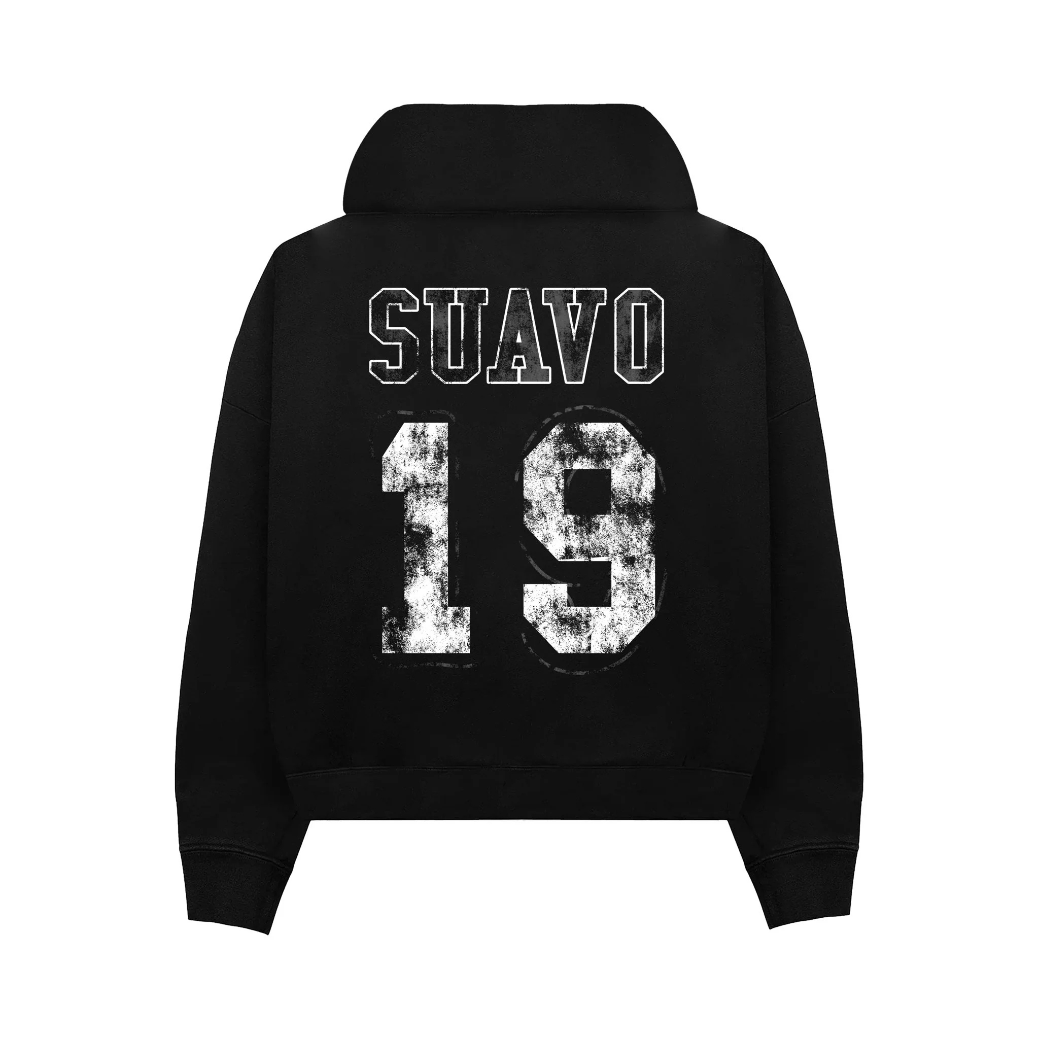 Black Suavo World Hidden Hills Hoodie with oversized fit and screenprint design.