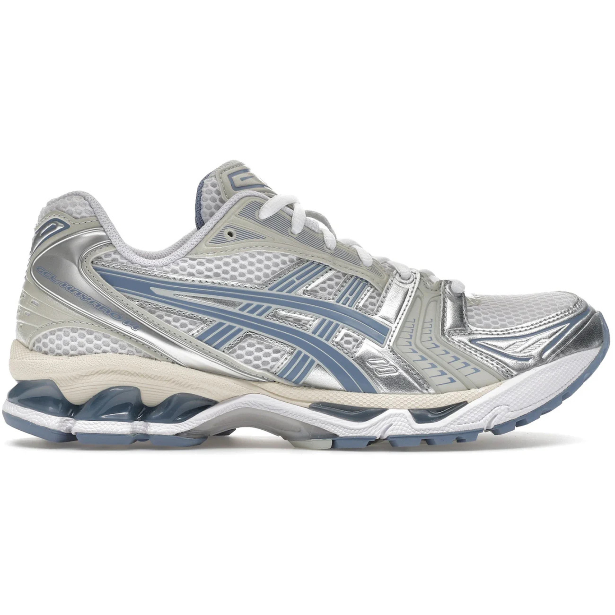 ASICS Gel Kayano 14 white and light navy running shoes