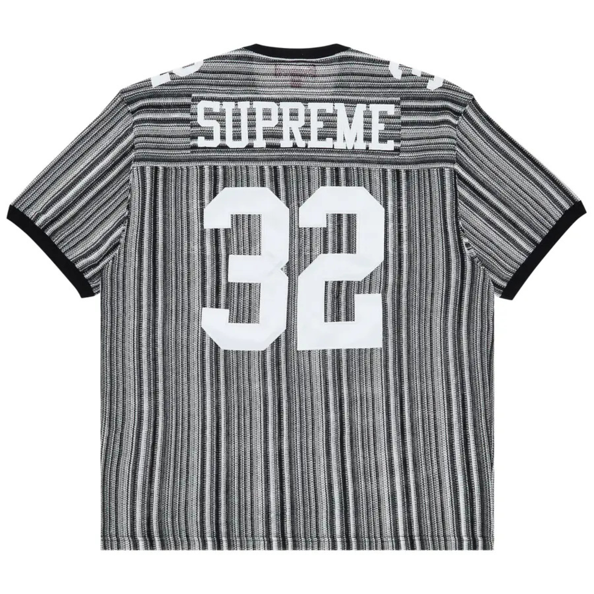 Supreme Open Knit Football Top Black with number 32 on the back.