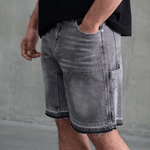 Siarr Carpenter Shorts Dark Grey with carpenter style pockets and distressed hem.
