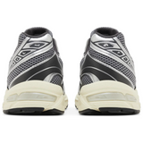 Gel 1130 sneakers in clay grey and pure silver, rear view.