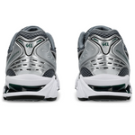 ASICS Gel Kayano 14 in Metropolis Jasper Green, rear view.