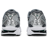 ASICS Gel Kayano 14 in Metropolis Jasper Green, rear view.
