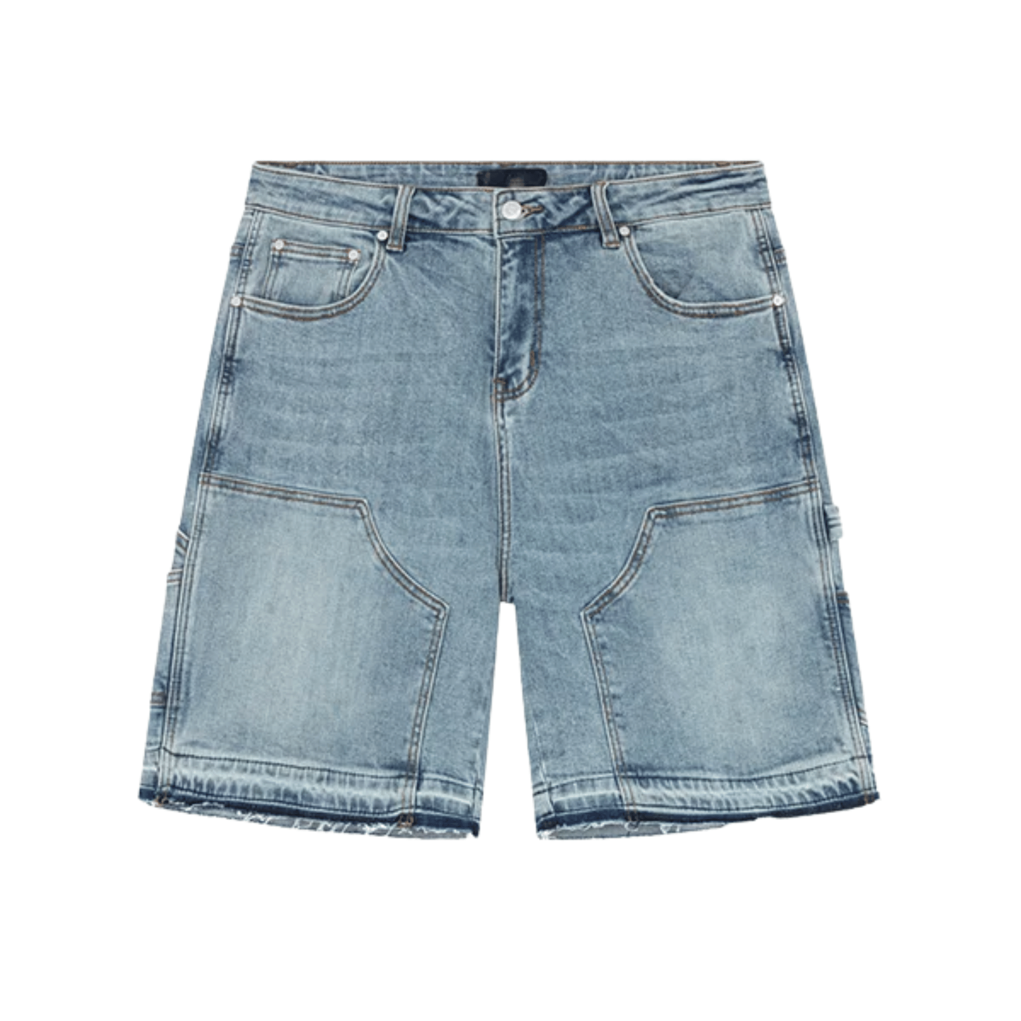 Siarr Carpenter Shorts in blue denim with front pockets.
