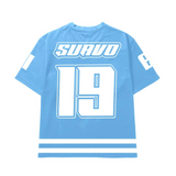 Suavo World Eagle Mesh Jersey in sky blue with number 19.