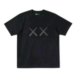 Black KAWS X WARHOL Uniqlo graphic tee with XX design.