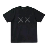 Black KAWS X WARHOL Uniqlo graphic tee with XX design.