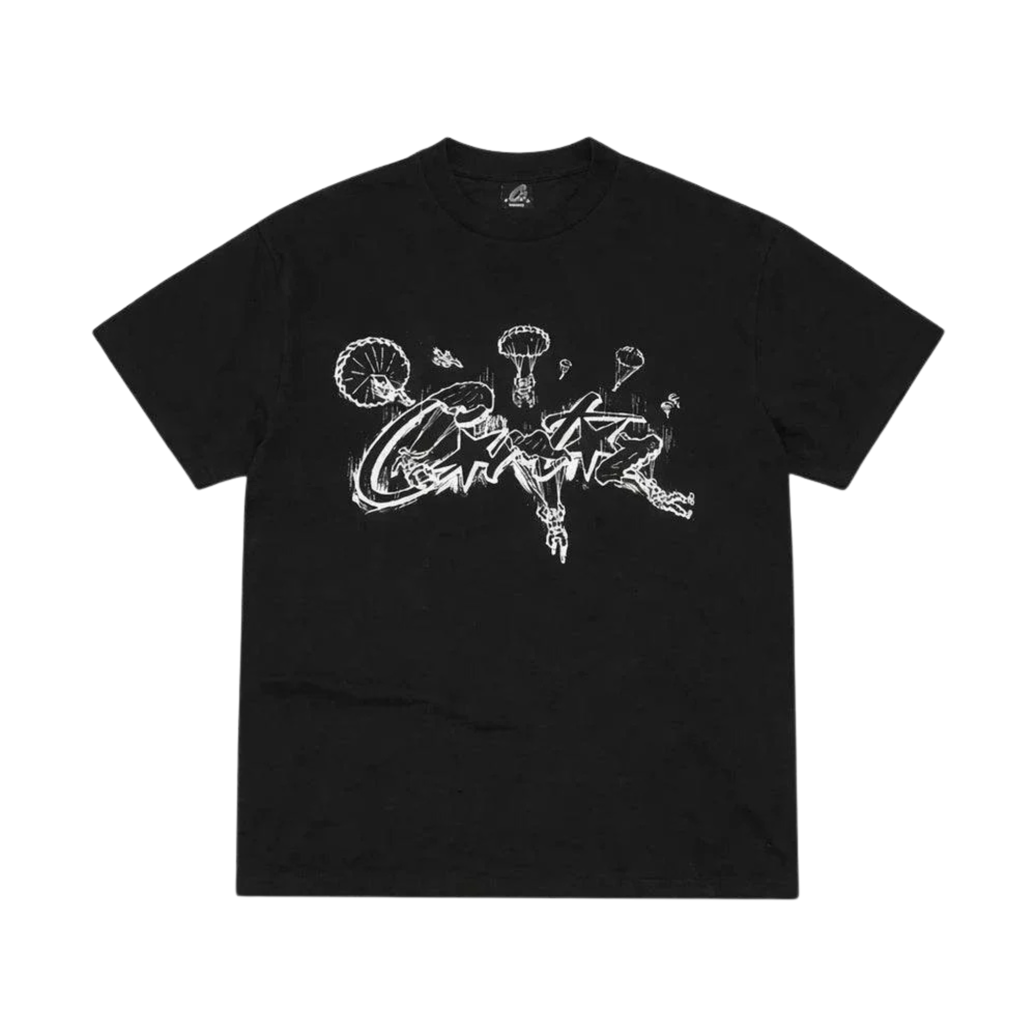 Corteiz Allstarz Skydiver Tee black front view