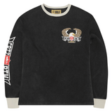 Corteiz Dipset Waffle Long-Sleeve in Washed Black with graphic design.