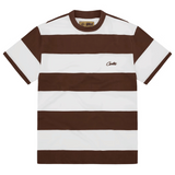 Corteiz Striped Brown T-Shirt with bold white stripes.