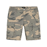 Siarr Camo Shorts Sage with cargo pockets and belt loops.