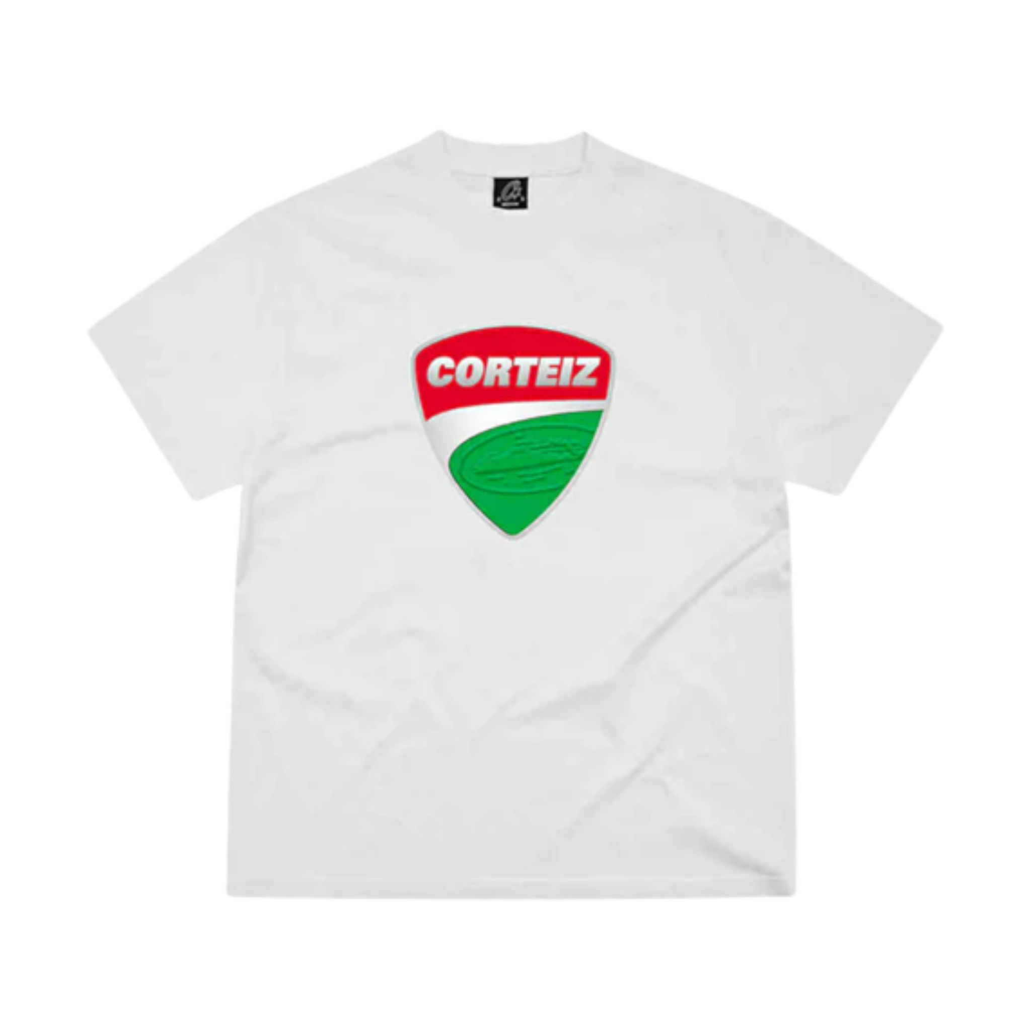 White Corteiz Shield Tee with graphic logo on chest