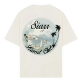 Siarr Resort Club Tee, oversized fit, ribbed neck, 100% cotton, graphic design on back.