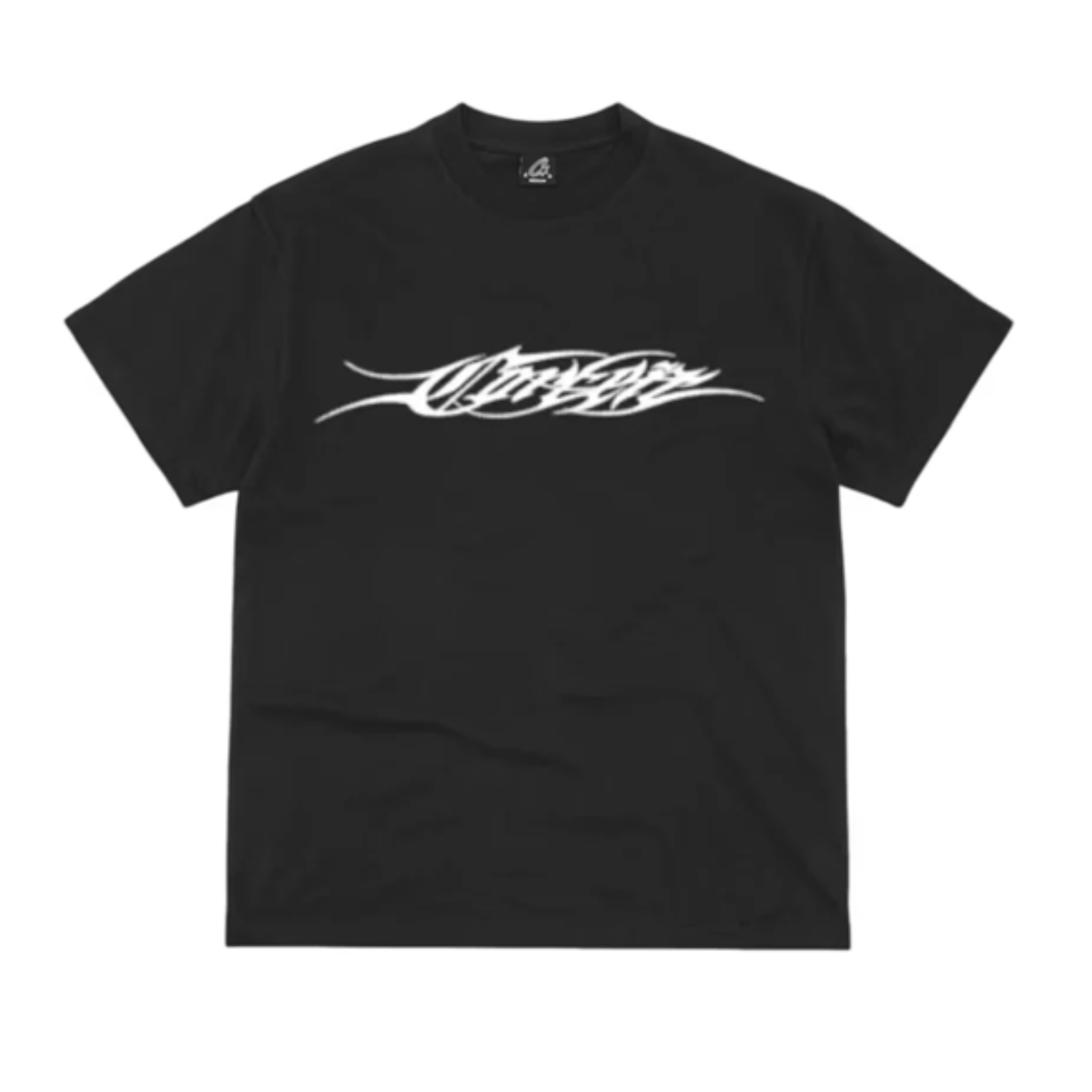 Corteiz Tribal Black Tee front view on black background
