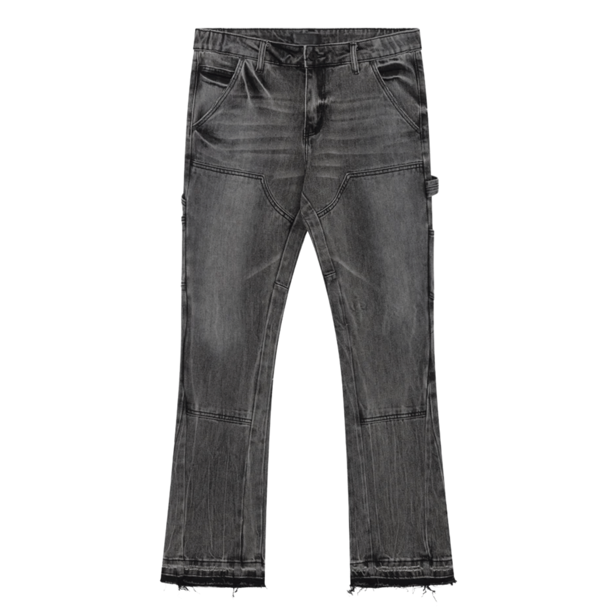 Siarr Carpenter Jeans Dark Grey with slim flared fit and patchwork.