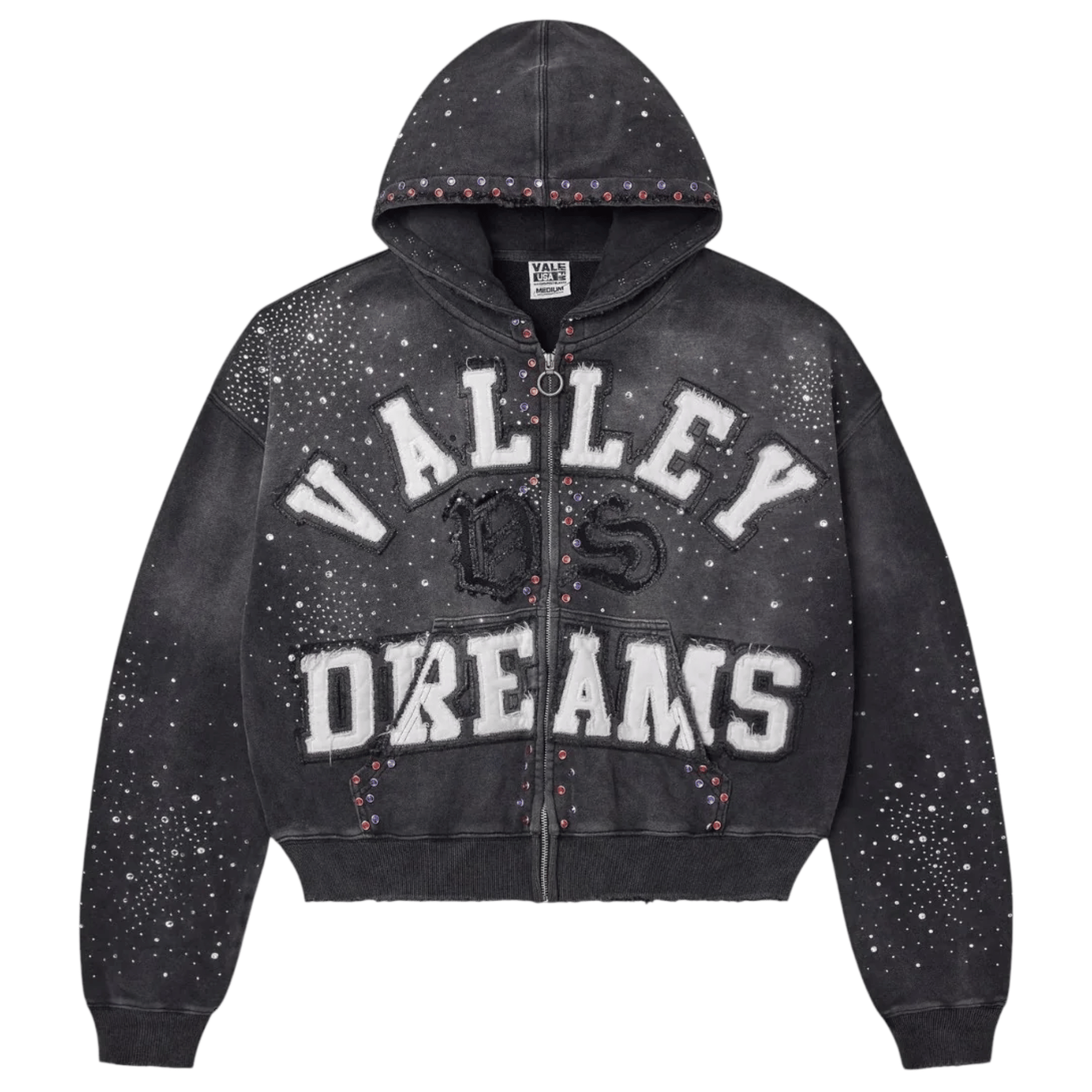 Vale Forever Classico black zip-up hoodie with front pockets and hood