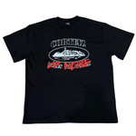 Black Corteiz Up Norf Manny Maze exclusive graphic tee with white and red print