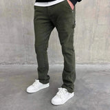 Green Siarr Rio Jeans with straight leg fit and washed detailing, featuring 8 pockets and side loop.
