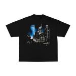 Black Jare Skyline Tee front view on white background
