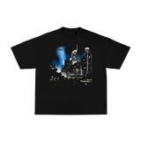 Black Jare Skyline Tee front view on white background
