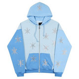 UNKNOWN HOODIE MIX BLUE RHINESTONE DAGGER