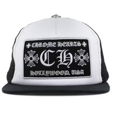 Chrome Hearts CH Hollywood Trucker Hat Black White