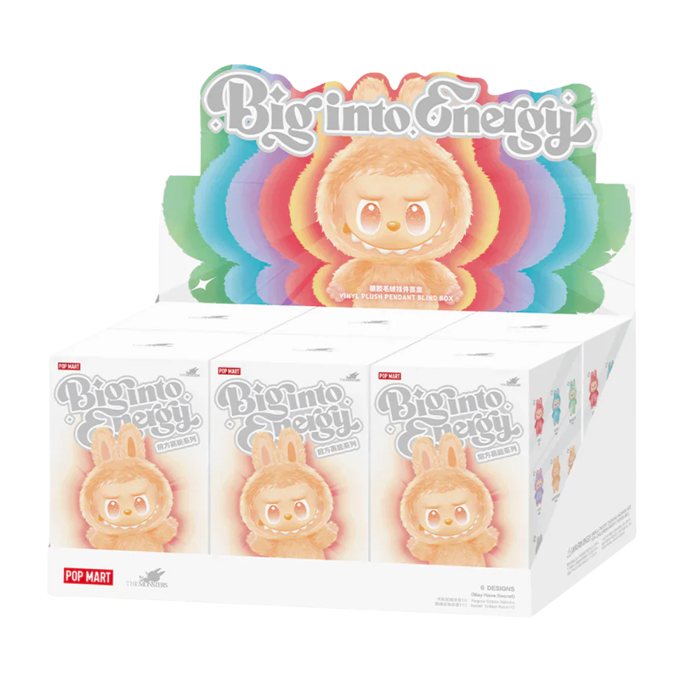 Pop Mart Labubu The Monsters Big Into Energy Series vinyl plush pendant case of 6 packaging display box