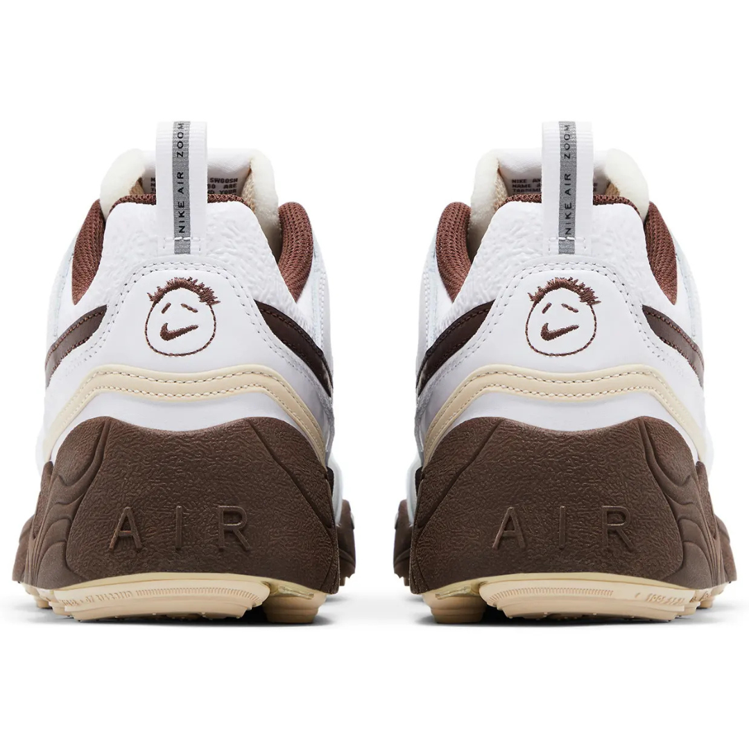 Travis Scott x Zoom Field Jaxx sneakers in Light Chocolate colorway, rear view.